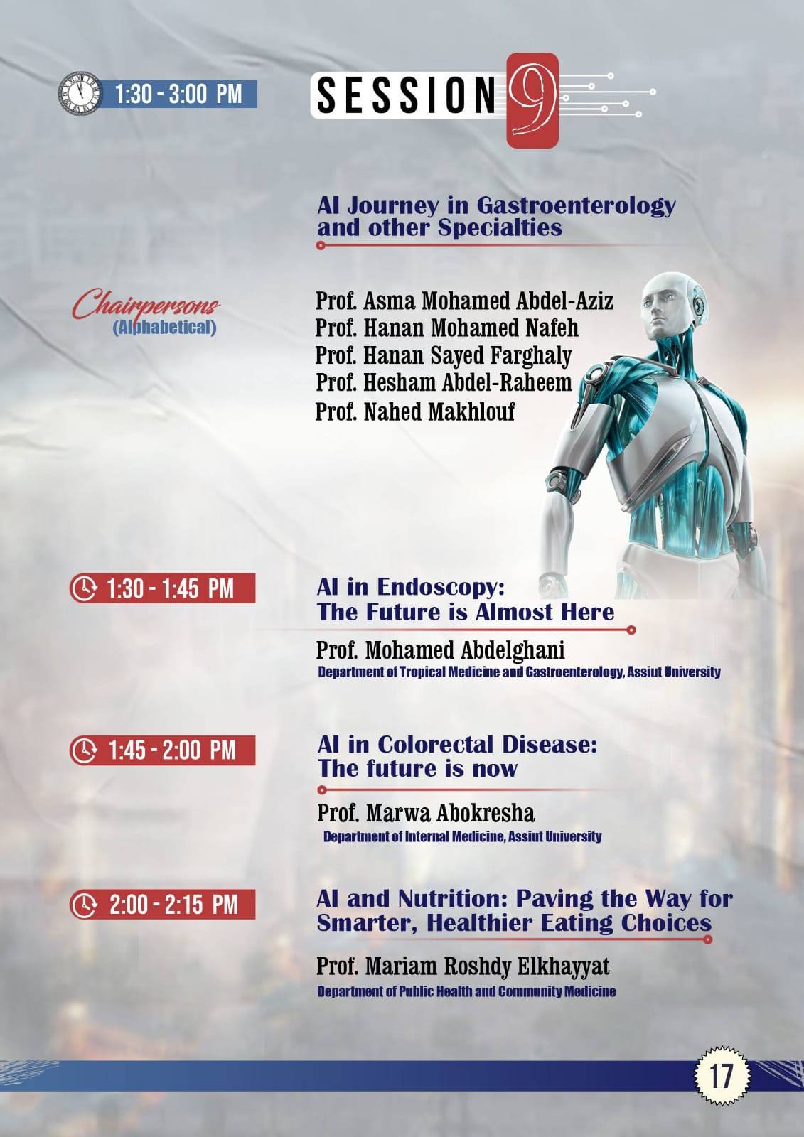 برنامج المؤتمر السنوى الخامس والثلاثون لكليه الطب بجامعه اسيوط فى الفتره من ٢٧-٢٩ ابريل &nbsp;٢٠٢٥ تحت عنوان (الذكاء الاصطناعي والرعاية الصحية: الفوائد والتحديات) &nbsp; &nbsp;