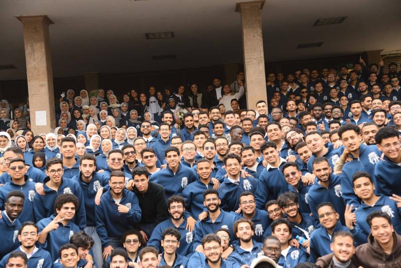 The Dean of the Faculty of Medicine at Assiut University joins the students of batch (64) in their celebrations of the end of the exams