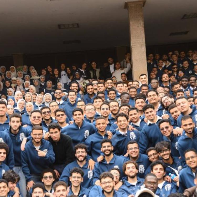 The Dean of the Faculty of Medicine at Assiut University joins the students of batch (64) in their celebrations of the end of the exams